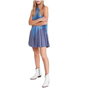 NWOT Free People Womens Pleated Love Metallic Mini Dress